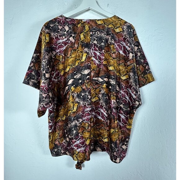 Marc New York Womens Snake Print Tie-Hem Top Blouse Medium Purple/Gold/Black New - Picture 2 of 7